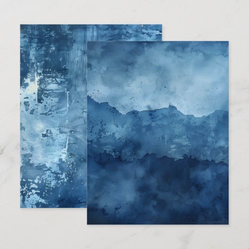 Blue Background Distressed Ink Scrapbook Paper Invitation