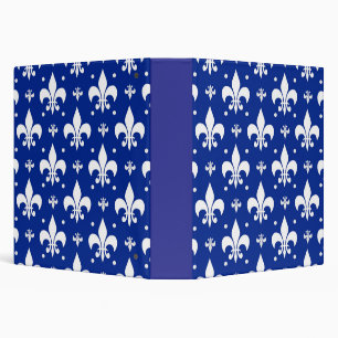 Blue Background Fleur-de-lis Pattern Design  3 Ring Binder