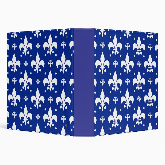 Blue Background Fleur-de-lis Pattern Design  3 Ring Binder (Background)