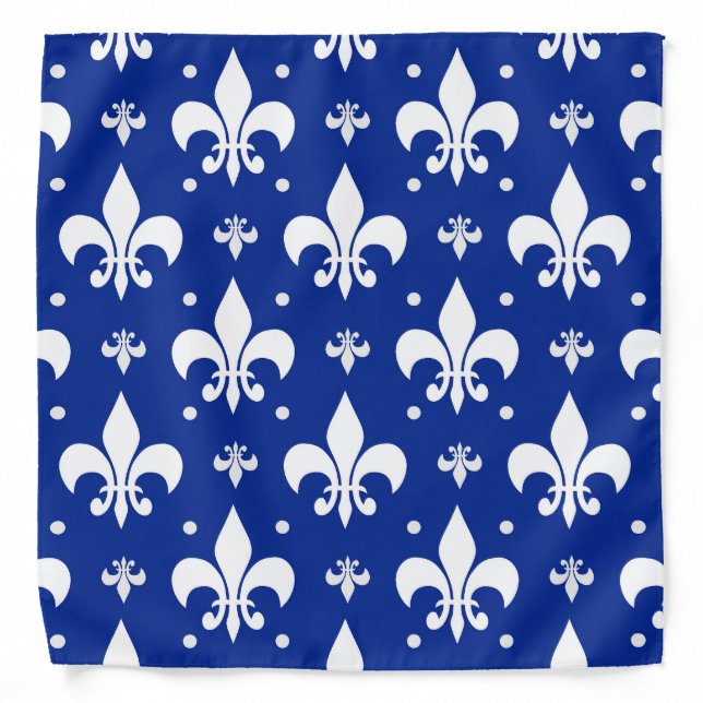 Blue Background Fleur-de-lis Pattern Design  Bandana (Front)
