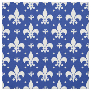 Blue Background Fleur-de-lis Pattern Design  Fabric