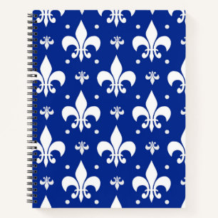 Blue Background Fleur-de-lis Pattern Design  Notebook