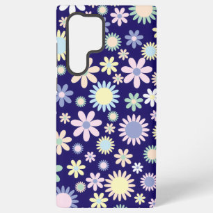 Blue Background Floral Pattern Samsung Galaxy S22 Ultra Case