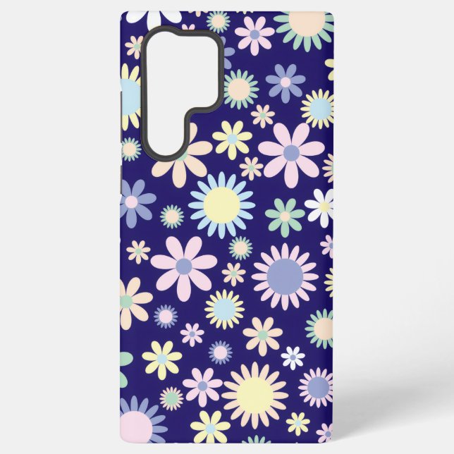 Blue Background Floral Pattern Samsung Galaxy Case (Back)