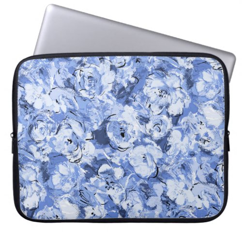Blue Background Floral Seamless Pattern Laptop Sleeve