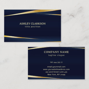 Blue Background Gold Stripes Business Card