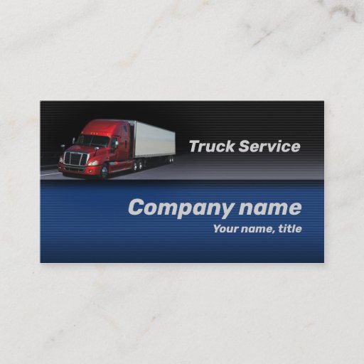 Customizable Blue Background Red Truck Business Card