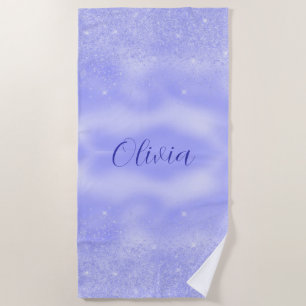 Blue Background & Sparkle Glitter Beach Towel