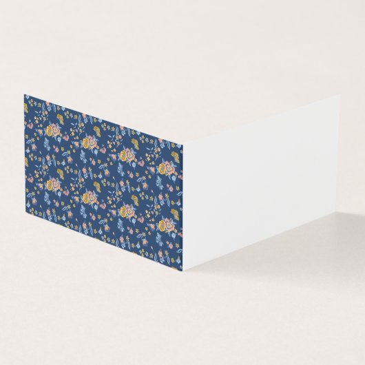 Blue Background Thread Effect Floral Pattern (Outside)