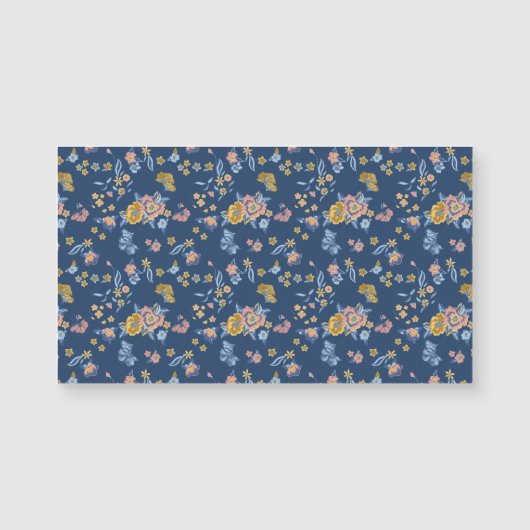 Blue Background Thread Effect Floral Pattern (Front)