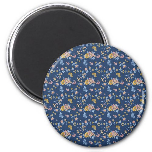 Blue Background Thread Effect Floral Pattern Magnet
