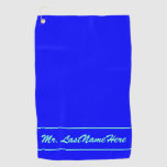 [ Thumbnail: Blue Background W/ Aquamarine Script-Like Name Golf Towel ]