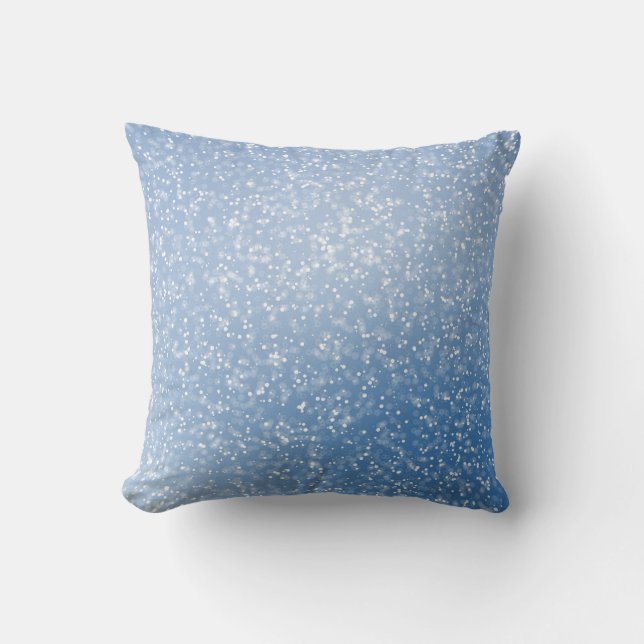 Blue Background White Sparks Throw Pillow (Front)