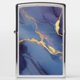 Blue background with gold streaks Zippo Lighter
