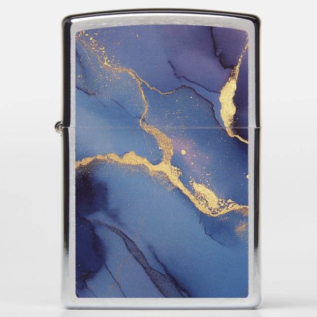 Blue background with gold streaks Zippo Lighter (Front)