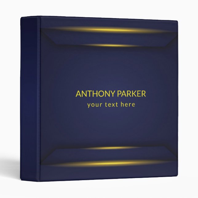 Blue Background Yellow Stripe  3 Ring Binder (Front/Spine)