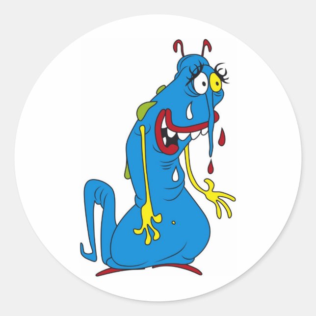 Blue bacteria classic round sticker (Front)