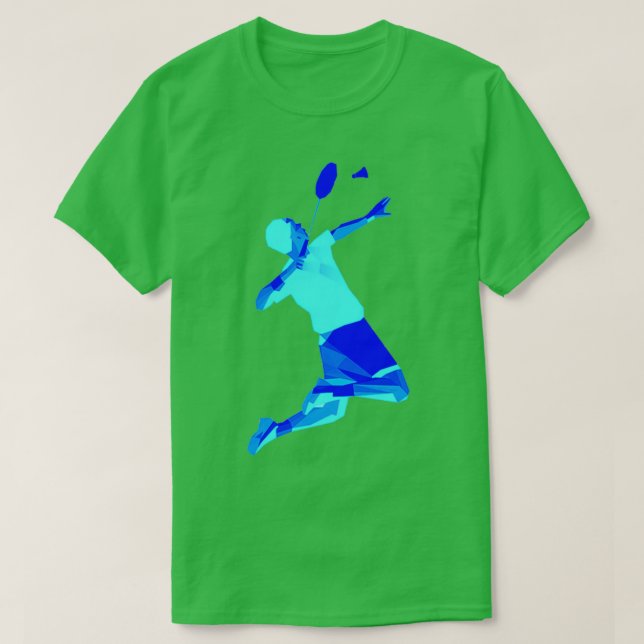 Blue Badminton Player Wonderful Badminton T T-Shirt (Design Front)