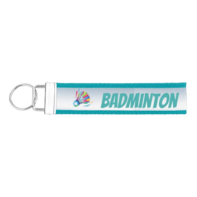 Blue Badminton Rainbow Shuttlecock Wrist Keychain