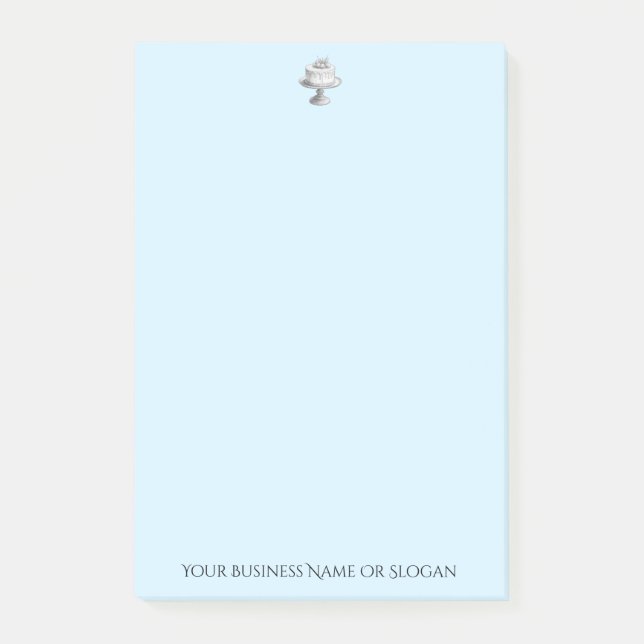 Blue Bakery Business Elegant Cake Custom Text Post-it Notes (Front)