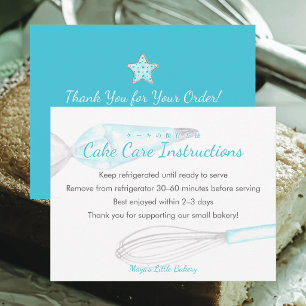 Blue Baking Utensils Cake Care Instructions Thank You Card
