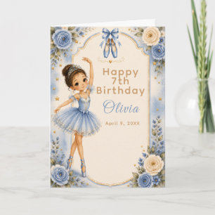 Blue Ballerina Birthday Party  Card
