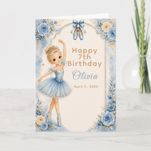Blue Ballerina Birthday Party  Card