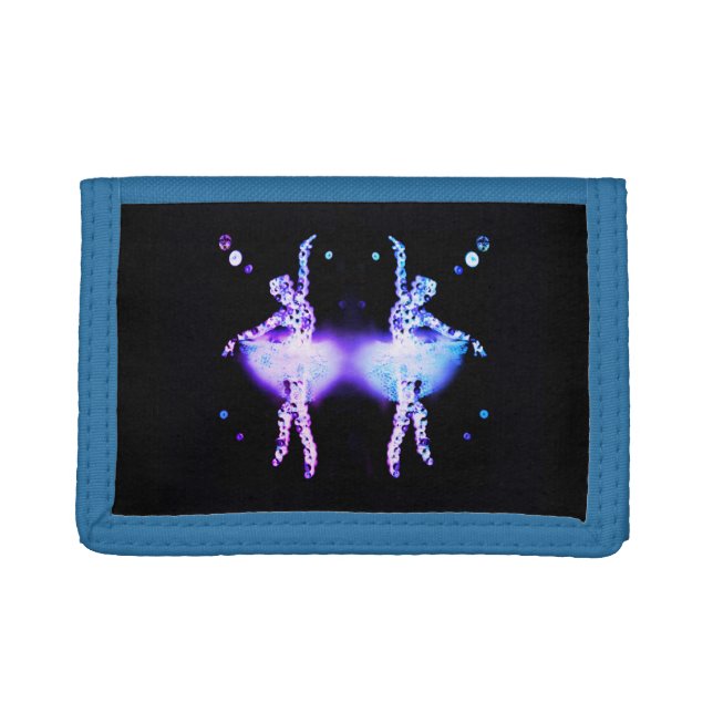 Blue Ballerina Fairy Glow Trifold Wallet (Front)