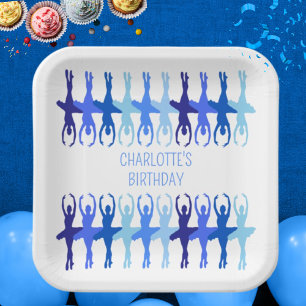Blue Ballerina Group Silhouettes Personalized Paper Plates