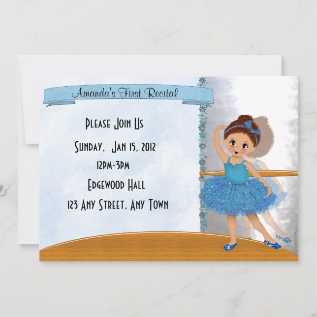 Blue Ballerina Invitation (Front)