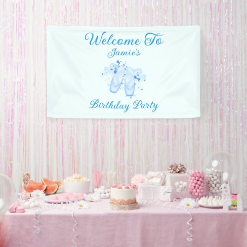 Blue Ballet Birthday Pointe Shoes Banner