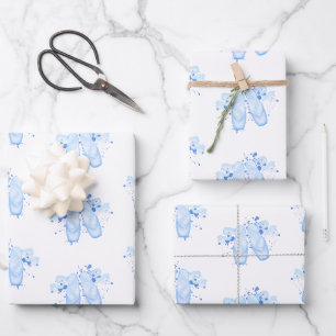 Blue Ballet Birthday Pointe Shoes Wrapping Paper Sheets