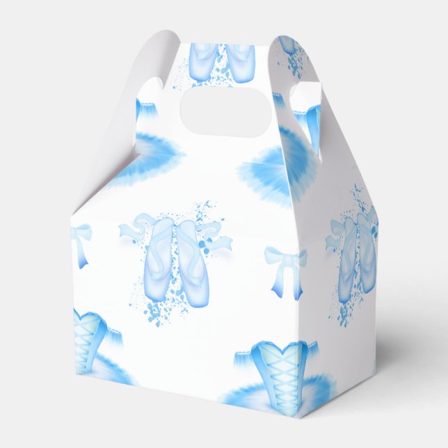 Blue Ballet Birthday Tutu & Pointe Shoes Favor Boxes (Front Side)