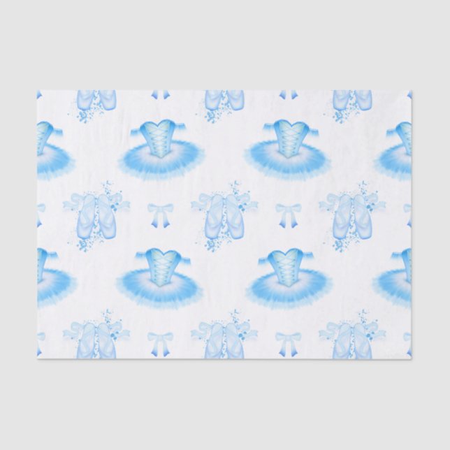Blue Ballet Birthday Tutu & Pointe Shoes Tissue Paper (Front)