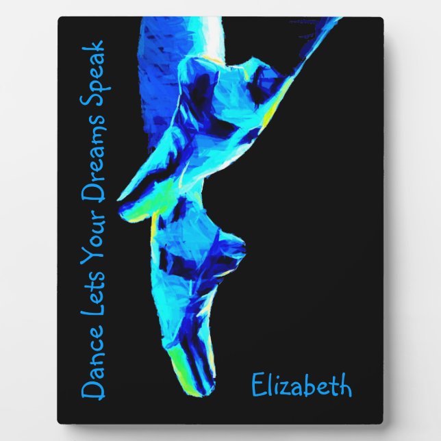 Blue Ballet Pointe Slippers Personalized Plaque (Front)