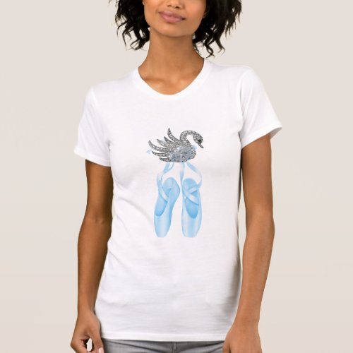 Blue Ballet Shoes Swan T_Shirt