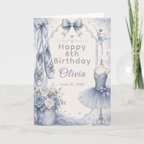 Blue Ballet Tutu Party Card