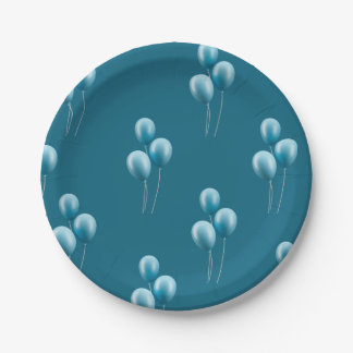 Blue Ballons patterns Paper Plate
