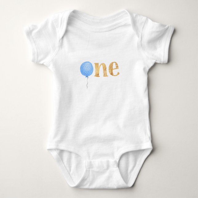 Blue Balloon 1st Birthday Baby Bodysuit (Front)