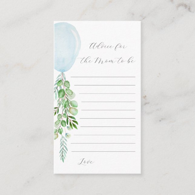 Blue Balloon Advice for Mom To Be Card (Front)