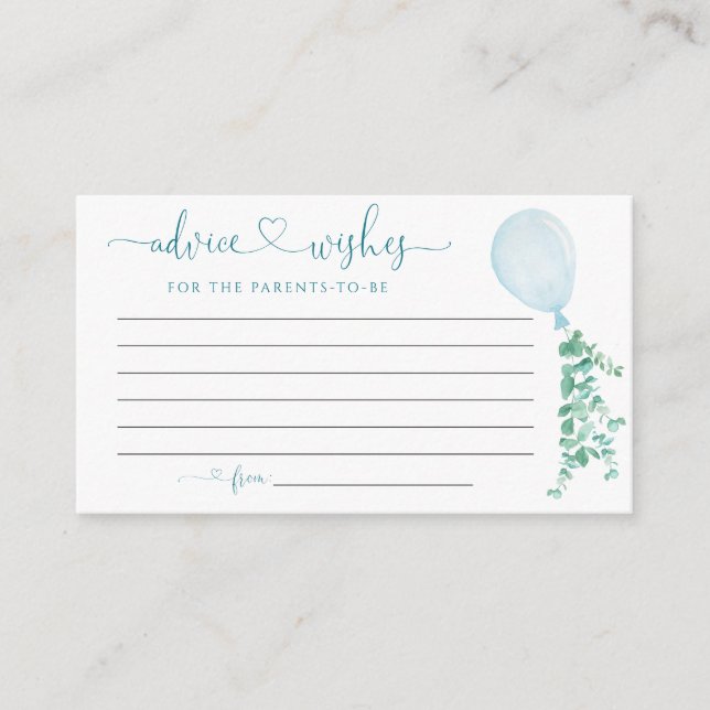 Blue Balloon Advice Wishes For Baby Card (Front)