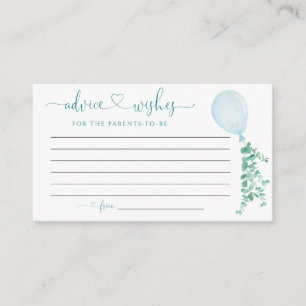 Blue Balloon Advice Wishes For Baby Card