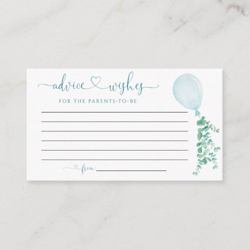 Blue Balloon Advice Wishes For Baby Card