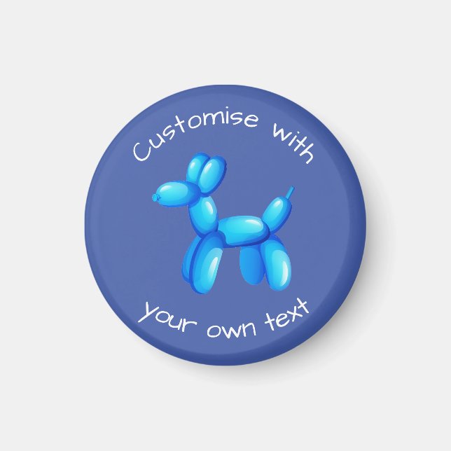 Blue Balloon Animal Dog Custom Text Magnet (Front)
