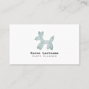 Blue Balloon Animal Party Event Planner Business Card