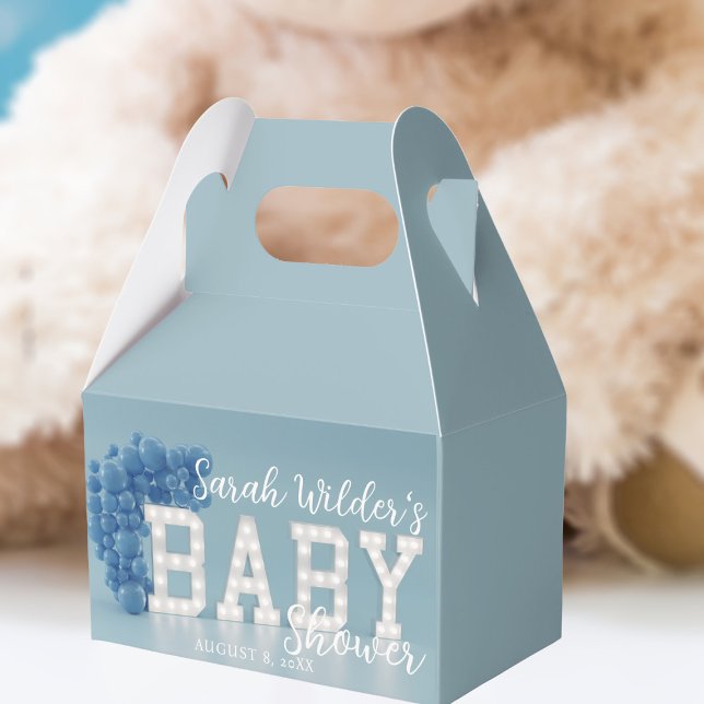 Blue Balloon Arch Baby Shower Favor Box (Add your baby shower party details)