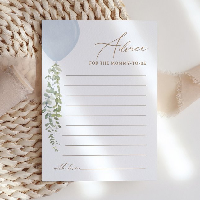 Blue Balloon Baby Shower Advice Card (Creator Uploaded)
