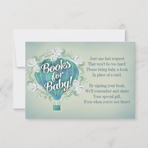 Blue Balloon Baby Shower Book Card Bring A Book