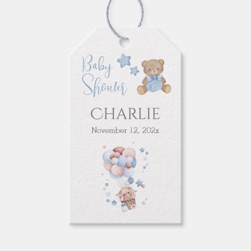 Blue Balloon Baby Shower Boy Gift Tags