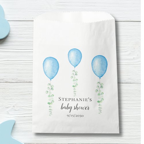  Blue Balloon Baby Shower Greenery  Favor Bag